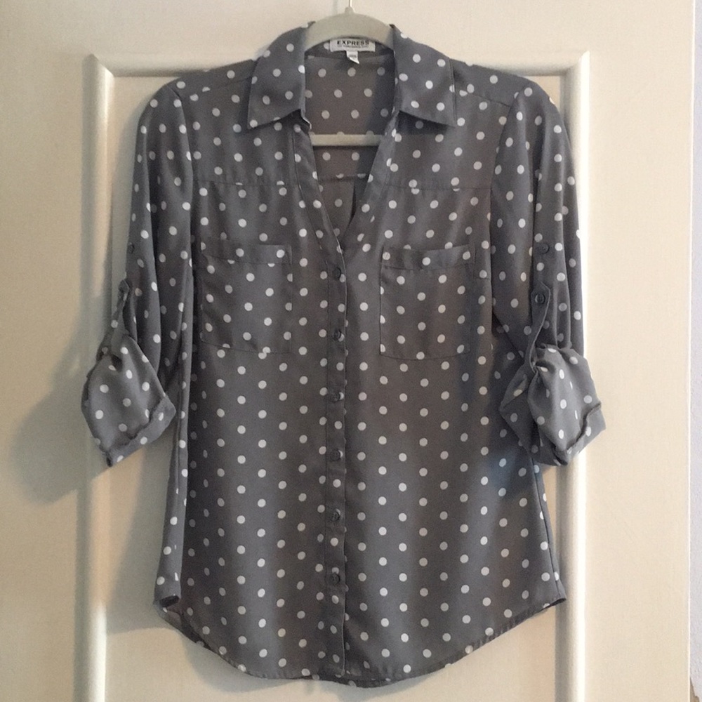 Grey and White Button Up